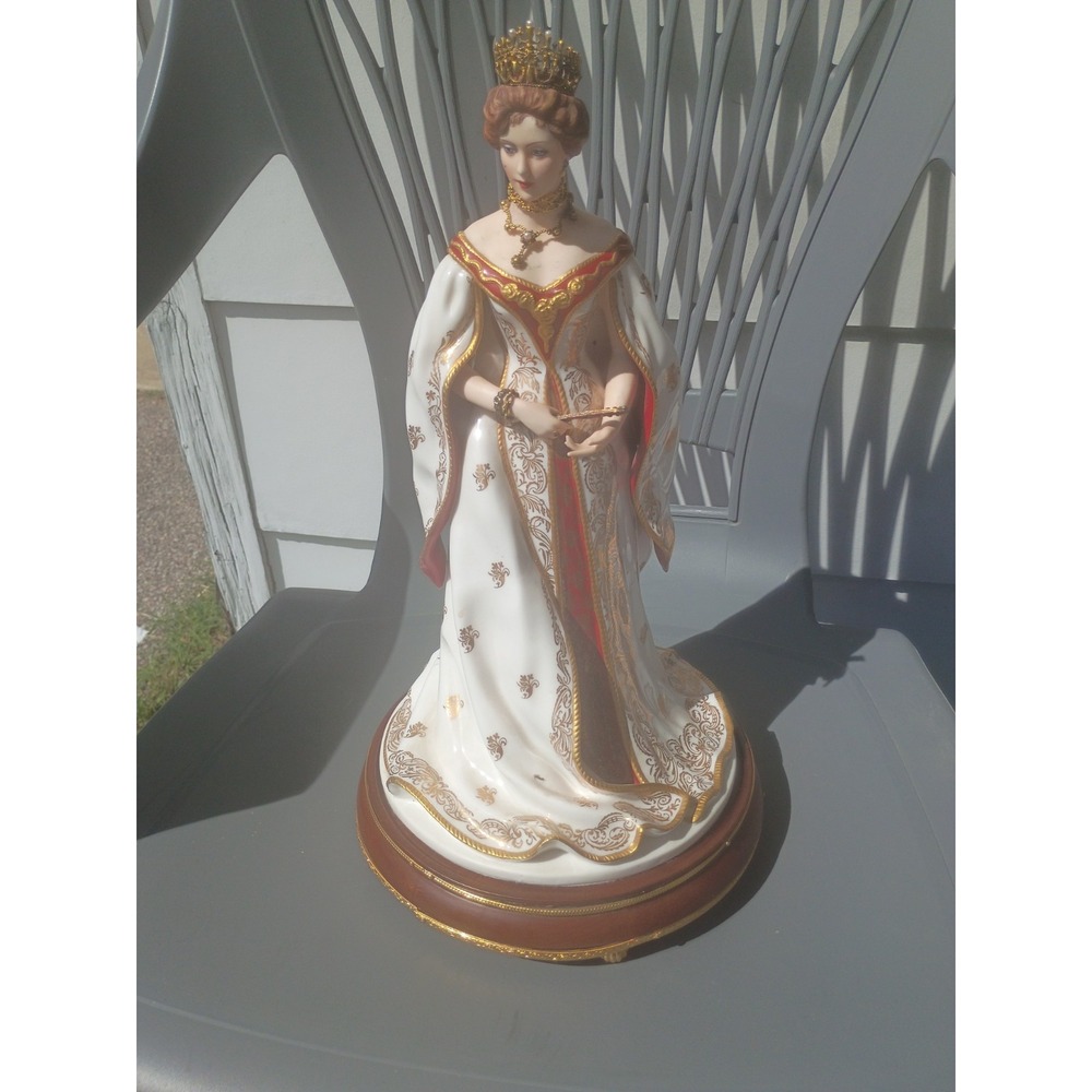 Empress Alexandra House Of Faberge Porcelain Figurine 1989 Stand 24k 15.5" Read